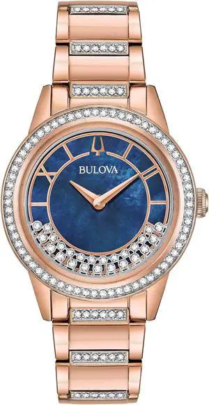 Bulova Ladies TurnStyle Rose Gold Plated Stainless Steel Quartz Watch 98L247