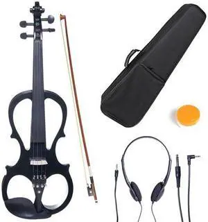 Cecilio 4/4CEVN-1BK 4/4 Full Size Electric Silent Solidwood Violin w/ Ebony Fittings in Style 1 - Metallic Black