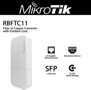 Mikrotik RBFTC11 Fiber to Copper converter 12-57V PoE with 802.3af/at Support and Outdoor Case