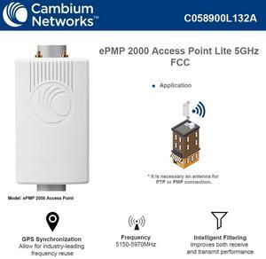 Cambium Networks ePMP 2000 5GHz Access Point Lite with Intelligent Filtering and GPS Sync (FCC) - C058900L132A