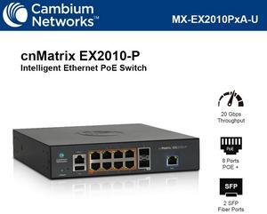 Cambium Networks - MX-EX2010PXA-U - Cambium cnMatrix EX2010-P Intelligent Ethernet Switch 8 1G PoE+ Access Ports and