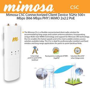 Mimosa C5C Connectorized Client Device 5GHz 500+ Mbps MIMO 2x2:2 PoE