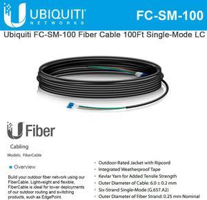 Ubiquiti FC-SM-100 Fiber Cable 100Ft Single-Mode LC ideal for installs outdoor