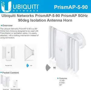 Ubiquiti Networks Horn5 90 PrismAP-5-90 PrismAP 5GHz 90deg Isolation Antenna Horn