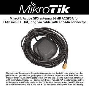 Mikrotik Active GPS antenna 26 dB ACGPSA for LtAP mini LTE Kit long 5m cable with an SMA connector