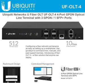 Ubiquiti Networks U Fiber UF-OLT-4 4-Port GPON Optical Line Terminal with 3 GPON and 1 SFP+ Ports up to 512 UFiber ONUs (128 per PON port)