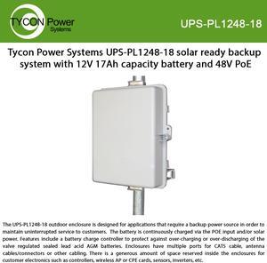 Tycon Power Systems UPS-PL1248-18 solar ready backup system with 12V 17Ah capacity battery and 48V PoE