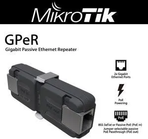 Mikrotik GPeR Gigabit Passive Ethernet Repeater up to 1,500 m Ethernet Cable Extension