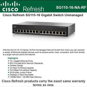 Cisco SG110-16 Refresh 16-port Gigabit Switch 16 x 10/100/1000