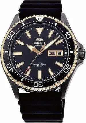 Orient Mens Stainless Steel Japanese Automatic Watch With Rubber Strap, Black, 22 (Model: Ra-Aa0005B19B)
