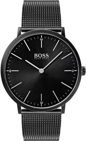 Mens Hugo Boss Horizon Black Steel Mesh Strap 40mm Watch 1513542