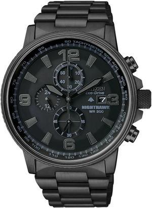 Citizen CA0295-58E Black Stainless Steel NightHawk Eco-Drive Chronograph Black Dial