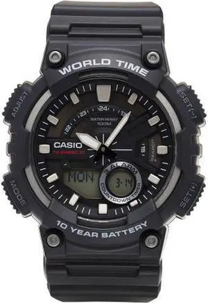 Men's Casio Analog And Digital Dial Black Resin Watch AEQ110W-1BV Men's Casio Analog And Digital Dial Black Resin Watch AEQ110W-1BV