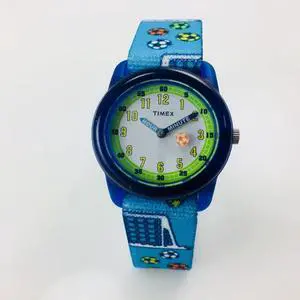 Kid's Timex Time Machines Boys Blue Soccer Nylon Watch TW7C16500 TW7C16500XY