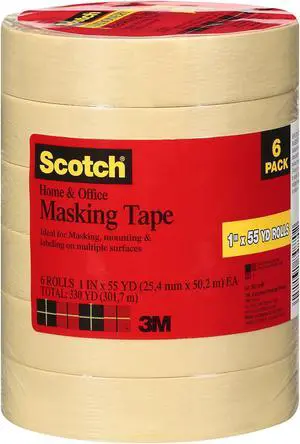 Scotch Masking Tape - 1" x 55 yds. - 6 rolls