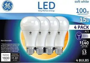 GE Soft White 100W Replacement LED Light Bulbs General Purpose A21 (4-pack)