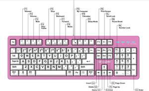 vitalASC 104-Key Large Print Keyboard for Windows and Mac with USB Wired Connection, Spill-Resistant, and Dual Compatibility (Pink)
