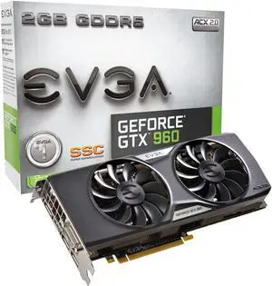 EVGA GeForce GTX 960 SuperSC ACX 2.0+ 2GB GDDR5 128bit, PCI-E 3.0 Dual-Link DVI-I, 3 x DP, HDMI, SLI, HDCP, G-SYNC Ready Graphics Cards 02G-P4-2966-KR