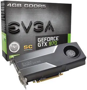 EVGA GTX GTX 970 Superclocked 4GB GDDR5 256bit, DVI-I, DVI-D, HDMI, DP SLI Ready Graphics Card (04G-P4-1972-KR)