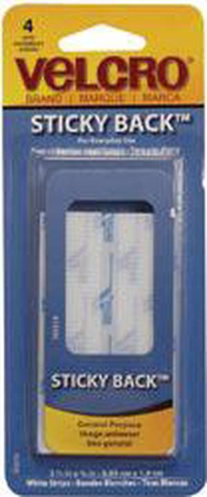 VELCRO(R) brand STICKY BACK(R) Tape 3/4"X3-1/2" 4/Pkg-White