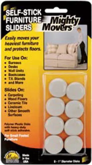 MASTER CASTER 87002 Furniture Movers, Circle, 3/8In H, PK8