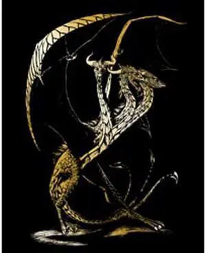 Gold Foil Engraving Art Kit 8"X10"-3 Headed Dragon