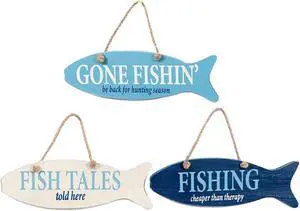 Fish Tales Gone Fishing Cheaper Than Therapy Shaped Fishing Signs Set of 3