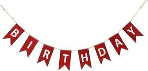 Red and White Painted Metal Birthday Letters Banner 60 Inches