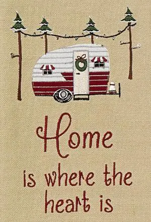 Park Designs Home is Where The Heart is Camper Campground Fun Embroidered Kitchen Towel
