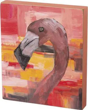 Go Wild Pink Flamingo Wooden Block Sign
