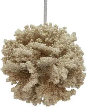 Naturally Golden Ocean Coral Ball Christmas Holiday Ornament