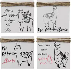 No Llama Needs Me No Drama No Probllama Days Like This Box Signs Set of 4 Wood