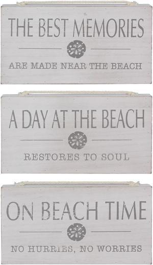 Best Memories On Beach Time Day at Beach Signs Set of 3 Wood 10.25 Inches