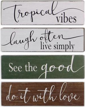 Love Often Tropical Vibes See Good Laugh Often 7.25 Inches Wood Blocks Set of 4