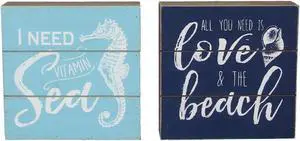 Need Vitamin Sea All You Need is Love Beach Box Signs Set of 2 Wood 5.75 Inch
