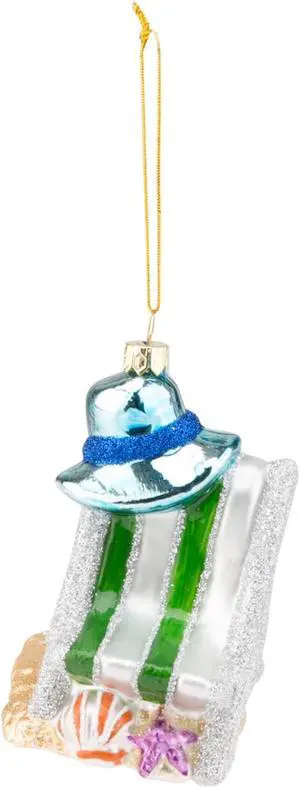 Beachcombers Beach Chair Christmas Holiday Ornament Blown Glass