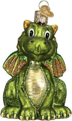 Little Green Dragon Holiday Ornament Glass