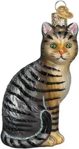 Green Eyed Tabby Cat Family Pet Holiday Ornament