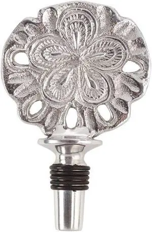Mud Pie Silver Sand Dollar Wine Bottle Topper Stopper Aluminum 4.5 Inches
