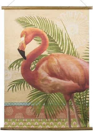 Midwest CBK Pink Flamnigo and Palms Scroll Art Wood Paper Wall Decor 24 Inches