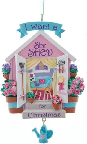 I Want a She Shed for Christmas Holiday Ornament