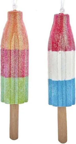 Ice Rocket Pops Christmas Holiday Ornaments Set of 2