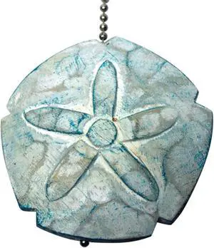 Aqua Sand Dollar Hand Carved Wood Ceiling Fan Light Pull