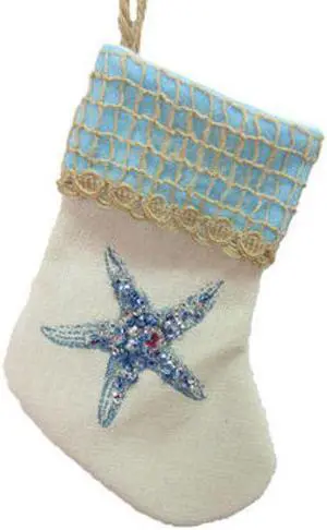 December Diamonds Starfish Blue Jewels Christmas Stocking Ornament 6.25 Inches