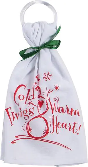 Cold Twigs Warm Heart Snowman Krinkle Flour Sack Kitchen Dish Towel Kay Dee