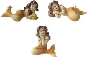 Sleeping Sweet Dreams Baby Mermaid Figurines Resin Set of 3
