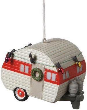 Decorated for Christmas Holiday Teardrop Camper Trailer Ornament