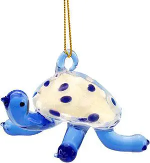 Beachcombers Glass Coastal Blue Sea Turtle Christmas Holiday Ornament 3 Inch