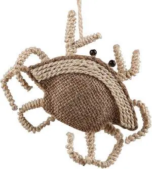 Natural Burlap Coastal Crab 7.5 Inch Christmas Holiday Ornament