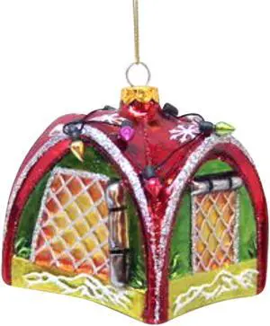 December Diamonds Outdoorsman Tent Decorated for Holidays Ornament Glass